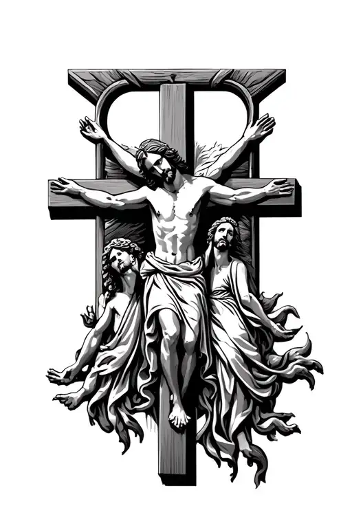 Christ Going To Heaven Three Crosses