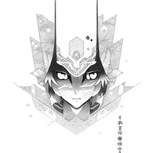 A Mystical Anime-inspired Forest With Hidden Cultural Symbols In A Black-grey Style