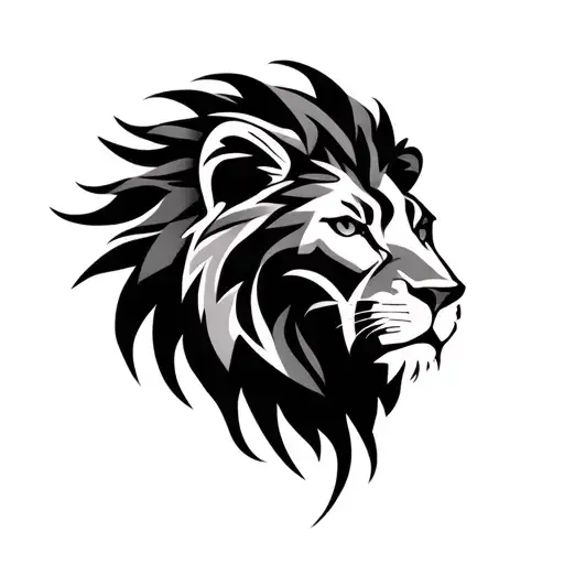 Simplistic Head Of A Lion Tribal Patterns