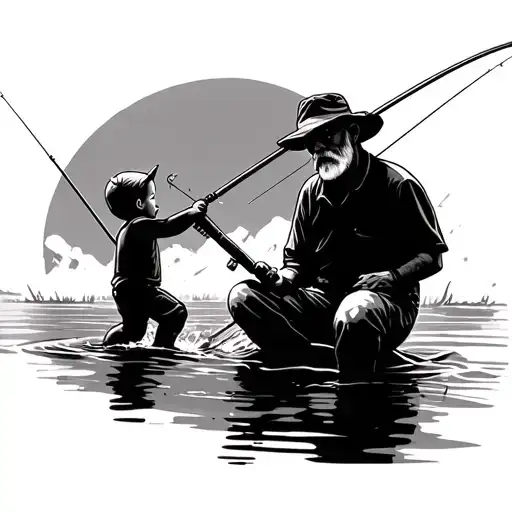 Grandpa And Kid Fishing Basic