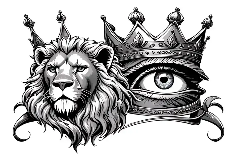 Lion And Crown And Evil Eye Symbol Integrated In Crown