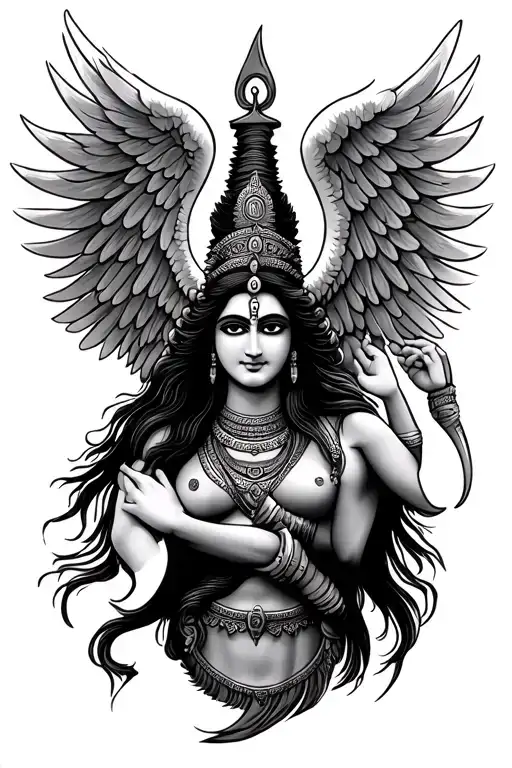 Angel Wings And Trishul Of Lord Shiva