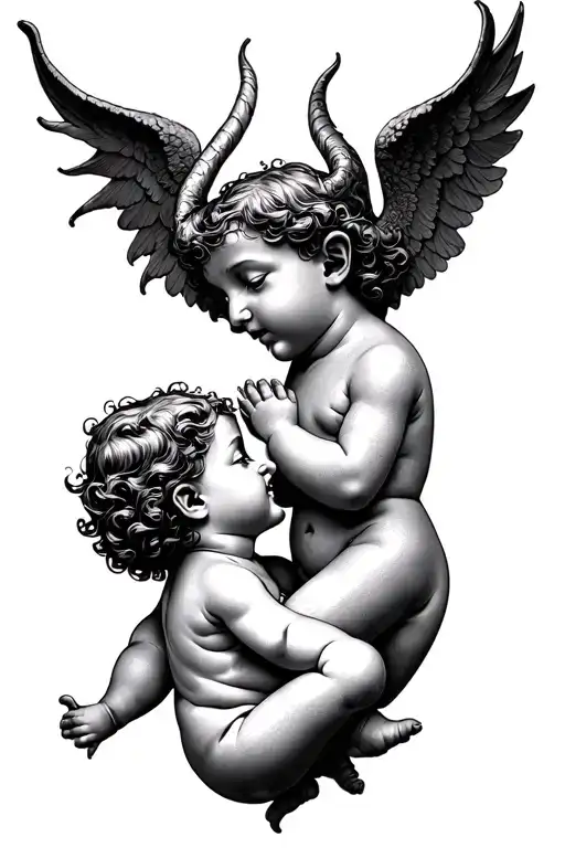 Devil And Angel Cherub Whispering In My Ear Neck