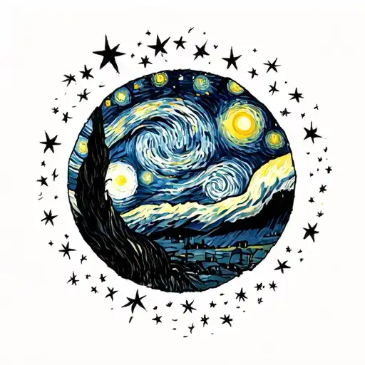 Starry Night By Van Gogh In A Circle Shape Representing