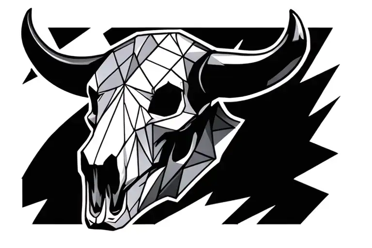 Bull Skull With Geometric Design Incorporating
