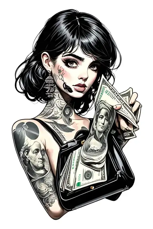 Mob Style Money Bag Girl Holding