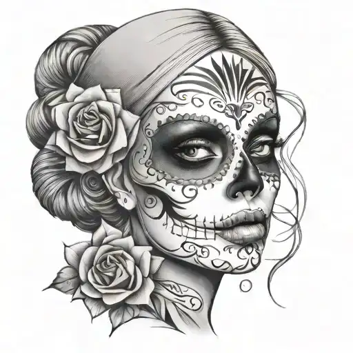 A Woman Wearing Sugar Skull Makeup