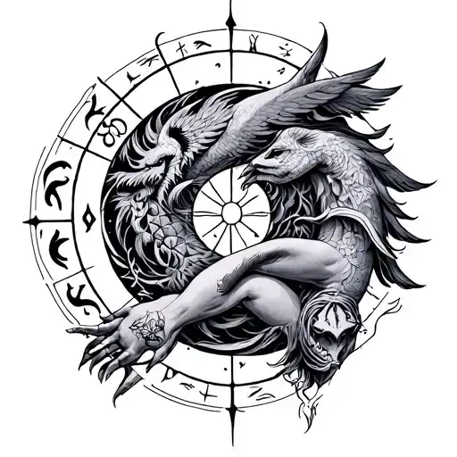 Sketches Of Tattoos Of The Zodiac Signs Intertwined