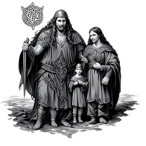 Celtic Viking Family Mother And Father Son