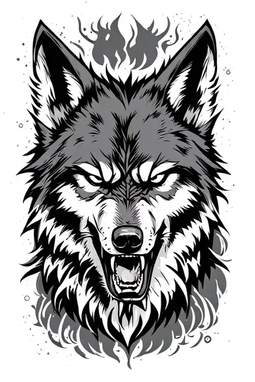 Angry And Hurt Wolf Head