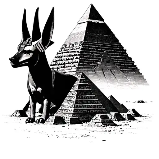 Egyptian Pyramids Inlcuding The Neil With Anubis Over Looking In Colour