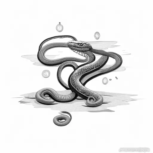 Snake Coiled Around A Tree