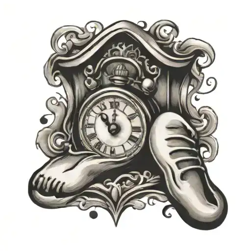 Baby Footprint With Heart Shaped Clock