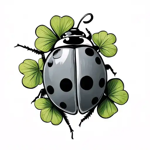Lady Bug With Leaf Clover