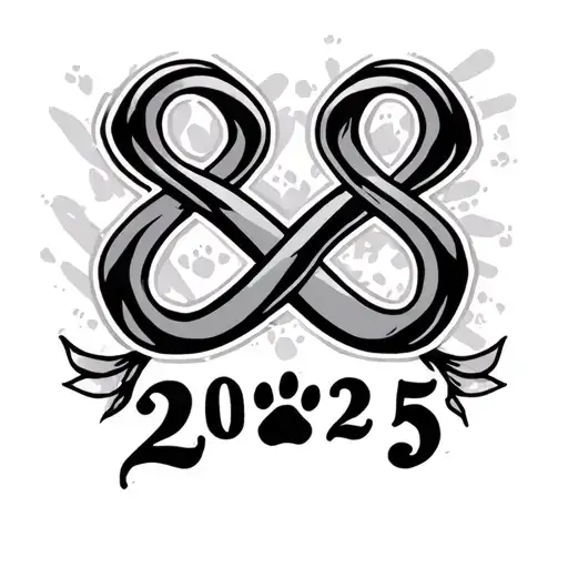 Infinity Symbol With Small Paw Print And 2025 In Roman Numeral