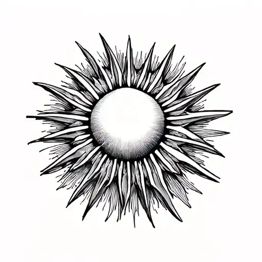 Black Outline Of A Rising Sun