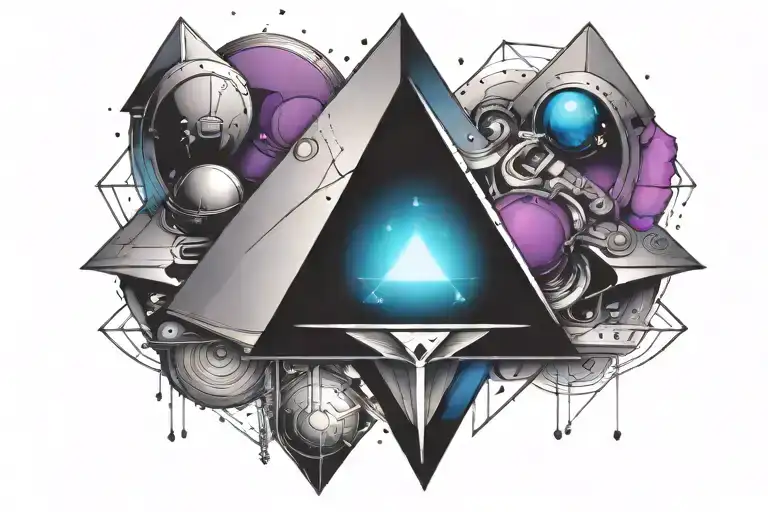 Upsidedown Black Triangle Spacecraft With Blue Purple Glow