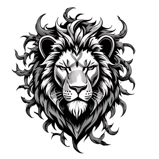 Lion Head On Armor With Vines Wrapping