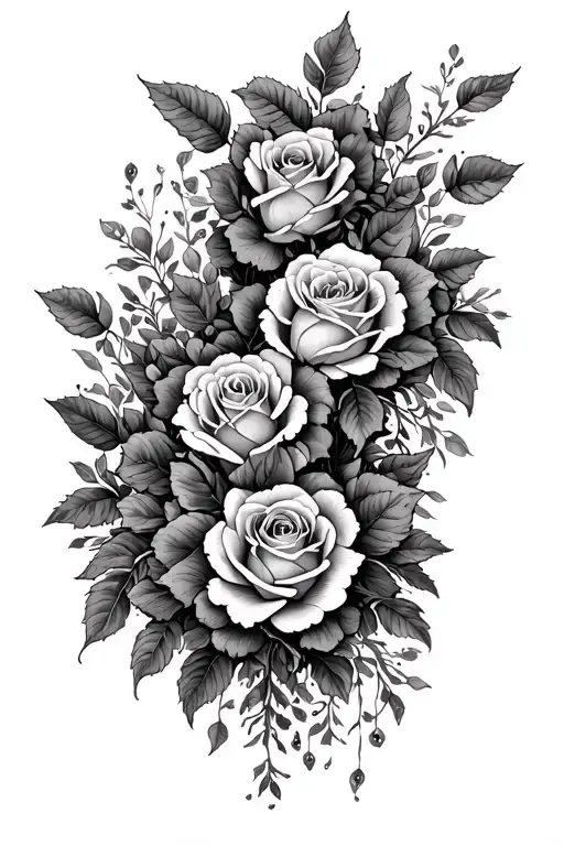 Forest And Roses Intertwined Within