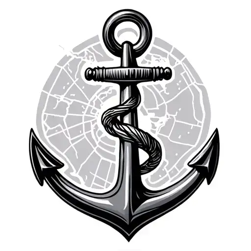 Map Contour Curacao Anchor Intertwined