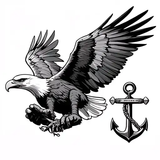 Bald Eagle With Anchor In Hand