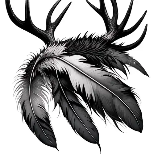 Feather And Antlers Intertwined