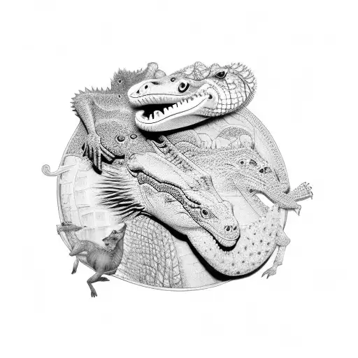 Camel And Crocodile And Hedgehog And Wolf