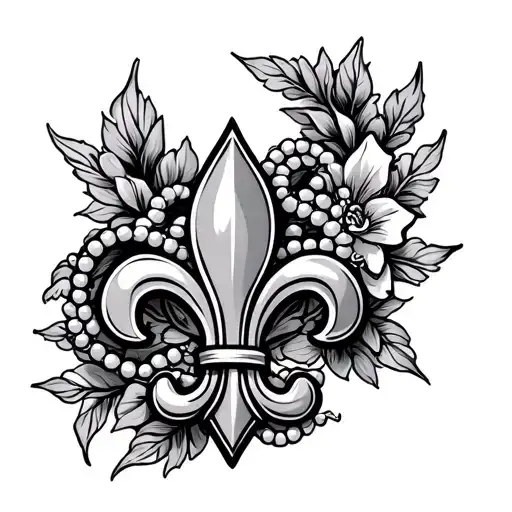 Floral Fleur De Lis With Beads Intertwined