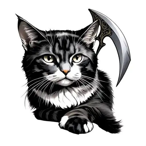 Calico Cat With A Scythe