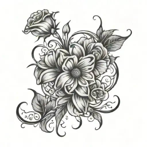 A Daisy And Rose And Morning Glory Vine