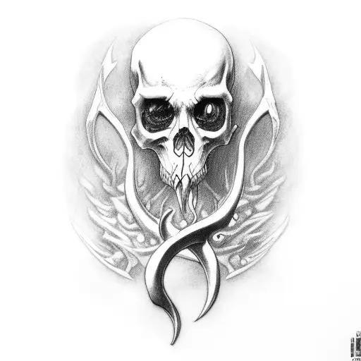 A Realistic Portrait Of Necrophous With His Scythe On Full Back