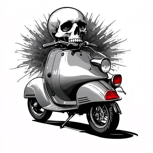 Skull On A Vespa Scooter