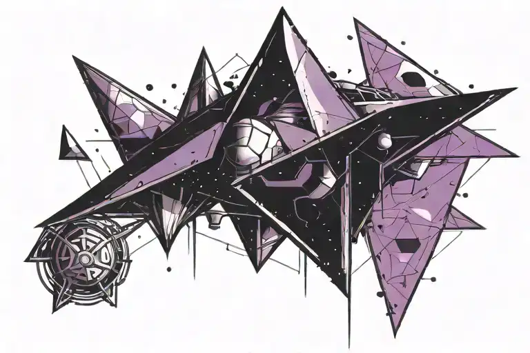 Upside Down Black Triangle Spacecraft With Blueish Purple Glow