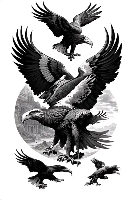 Roman History With 5 Eagles Throughout Reflecting