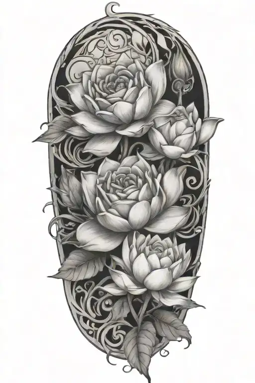 Roses And Lotus Flowers