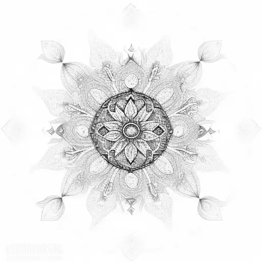 A Psychedelic Mandala Design Incorporating Elements Of Weed Leaves And Flowers