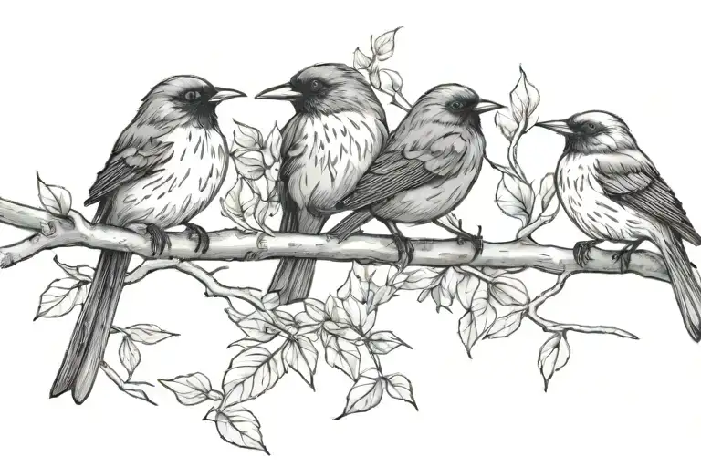 Black Birds On A Branch Wrapped Loosely