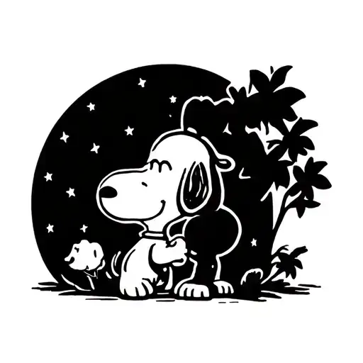 American Traditional Tattoo Of Snoopy Hugging Woodstock