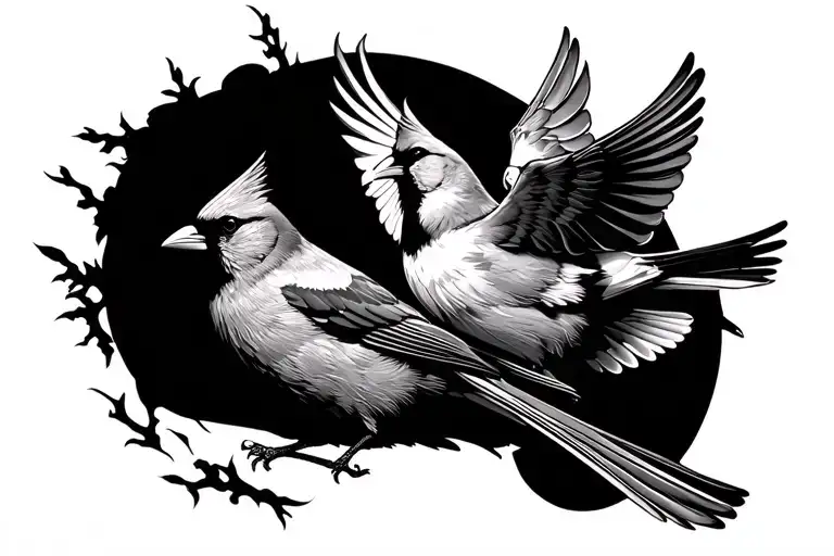 A Line Of Flying Cardinals