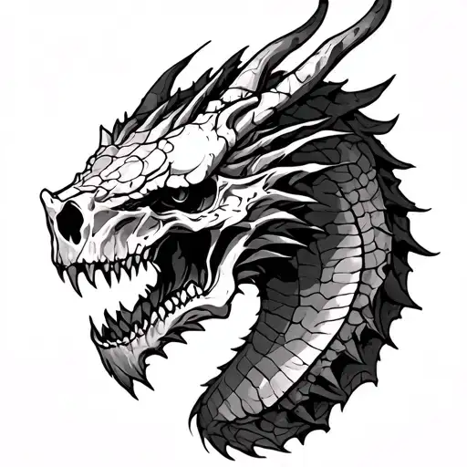 Dnd Dragon Head Skull Profile Mean Looking To Fit On Calf Muscle