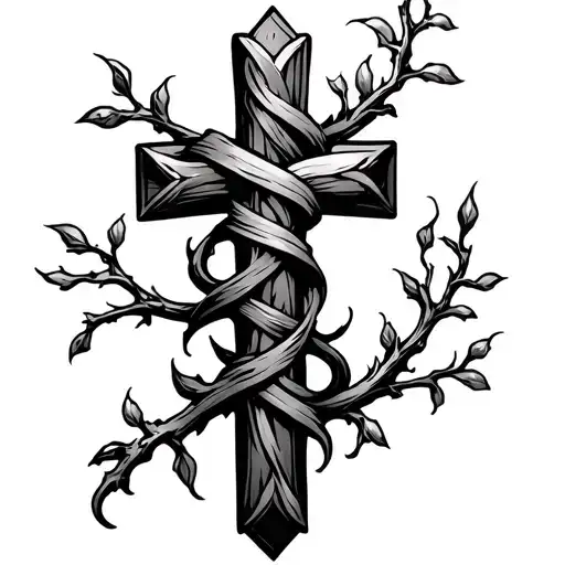 Cross Vine And Branch Wrapped