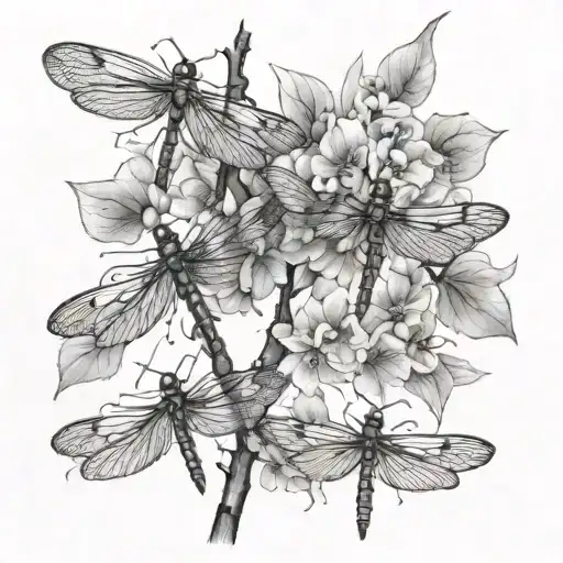 Cherry Tree Dragonflies Flying