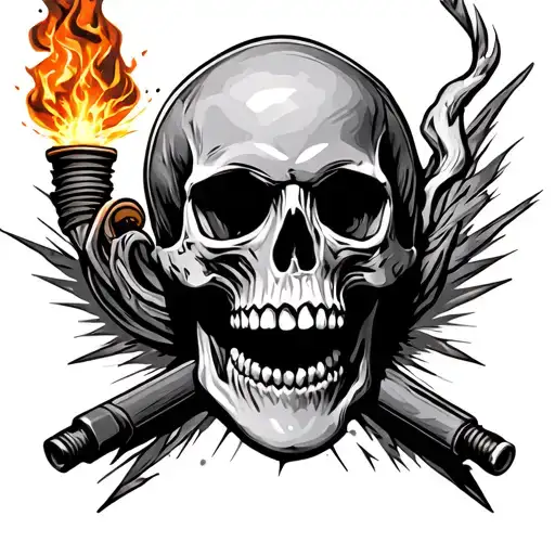 Skull And Welding Torch Surrounded