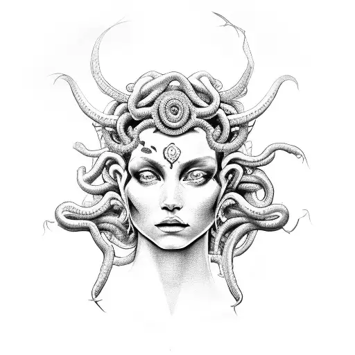 Medusa With Third Eye And Face