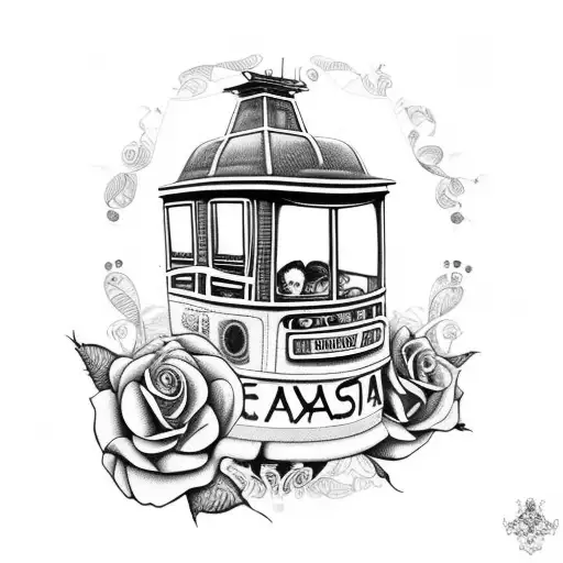 Rose With A Tram Of Amsterdam Coming From Begind The Stem