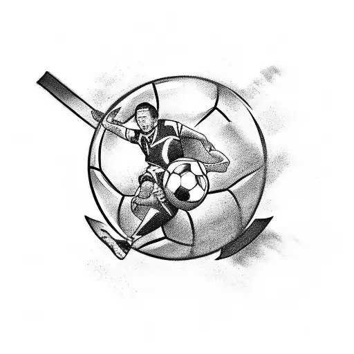 A Tattoo Showcasing A Family Of Race Cars Playing Soccer Together