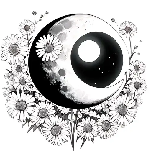 Moon With Daisies Queen Anne's Lace