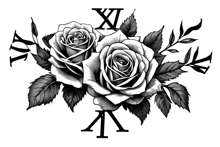 Roses Surrounding Roman Numerals For September 13Th