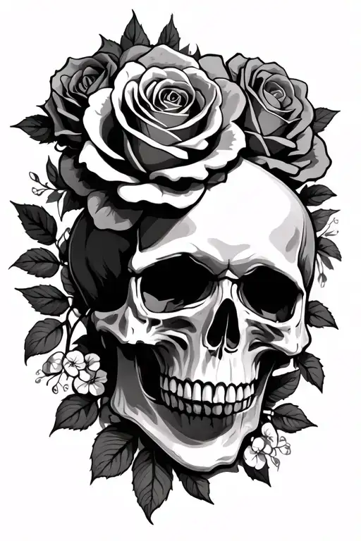Skull With Roses And Memento Mori