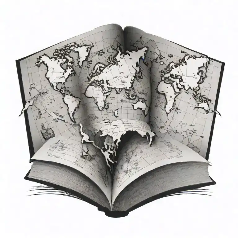 An Open Book With A World Map As Pages